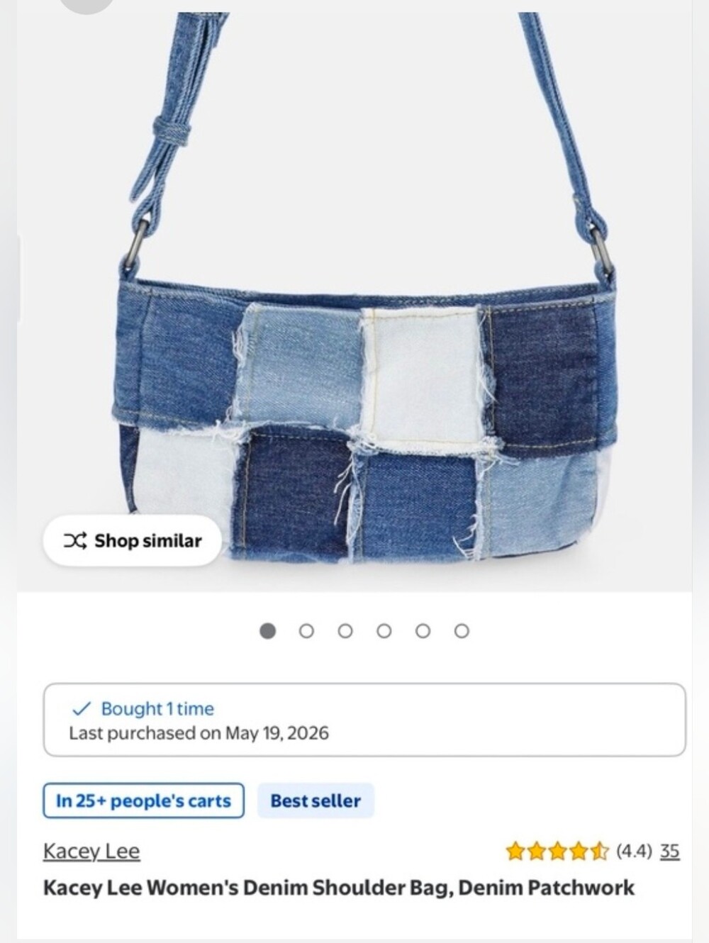 Kacey Lee Denim Patchwork denim Shoulder Bag Adjustable Strap Brand New With Tag